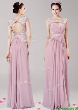 New Arrivals Scoop Pink Chiffon Prom Dress with Appliques