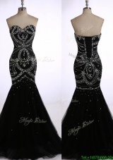 Top Selling Mermaid Black Prom Dress with Beading for Winter