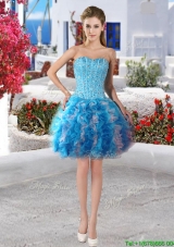 Fashionable Beaded and Ruffled Short Prom Dress in Organza