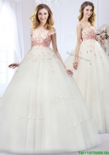 2016 Lovely Applique Wedding Dress with Detachable Straps