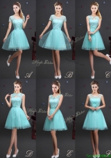 2017 Beautiful Laced Aquamarine Prom Dress with Appliques and Belt