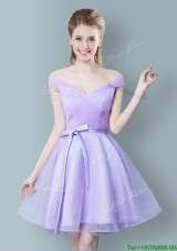 2017 Luxurious V Neck Cap Sleeves Short Prom Dress in Lavender