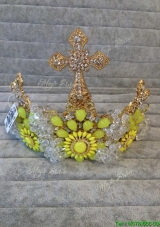 Fashionable Tiara with Yellow Green Rhinestone