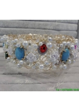 Elegant Tiara with Rhinestone and Imitation Pearls