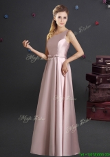 Beautiful Empire One Shoulder Bowknot Pink Bridesmaid Dress