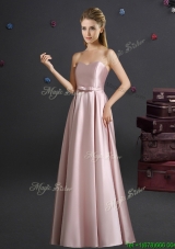 Lovely Empire Sweetheart Bowknot Pink Long Bridesmaid Dress
