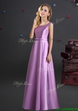 Modern Elastic Woven Satin Lilac Bridesmaid Dress with Square
