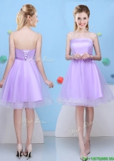 Pretty Strapless Bowknot Lavender Dama Dress with Lace Up