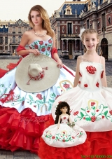 Best Ruffled Layers and Embroideried Princesita Quinceanera Dresses in White and Red