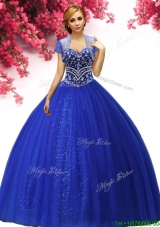 Affordable Royal Blue Tulle Quinceanera Dress with Big Puffy