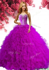 New Style Beaded and Ruffled Big Puffy Quinceanera Dress in Tulle