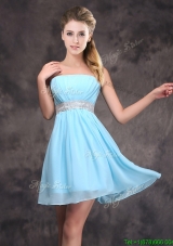 Cute Sequined Decorated Waist Short Dama Dress with Strapless