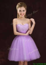 Top Seller Sweetheart Lilac Bridesmaid Dress with Lace and Ruching