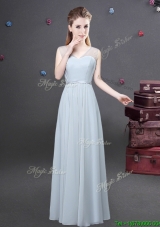 Traditional Empire V Neck Ruched Bridesmaid Dress in Grey