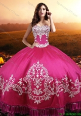 Cowgirl New Style Embroideried and Beaded Sweet 15 Dress in Hot Pink for Summer