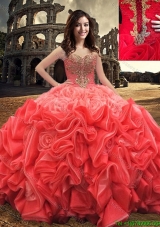Western Style Popular Ball Gown Sweetheart Beaded Quinceanera Dress in Rolling Flowers