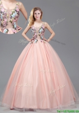 Lovely See Through Criss Cross Quinceanera Gown with Applique Decorated Bodice
