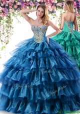 Unique Beaded and Ruffled Layers Sweet 16 Dress in Organza