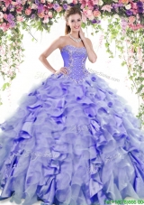 Lovely Lavender Quinceanera Dress with Ruffles and Beading for Summer