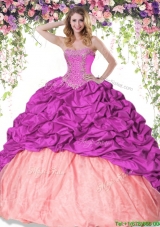 Classical Brush Train Taffeta Quinceanera Dress with Beading and Pick Ups