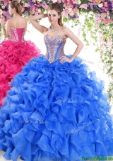 Exclusive Brush Train Sweet 16 Dress with Ruffles and Beading