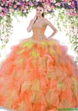 Gorgeous Ruffled and Beaded Big Puffy Quinceanera Dress in Two Tone