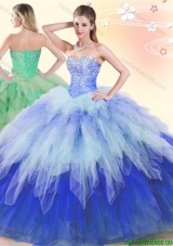 Lovely Gradient Color Quinceanera Dress with Beading and Ruffles