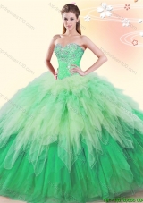 Hot Sale Rainbow Quinceanera Dress with Beading and Ruffles