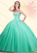 New Arrivals Apple Green Tulle Quinceanera Dress with Beading