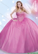 Elegant Beaded Really Puffy Lilac Quinceanera Dress in Tulle