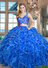Popular Organza Laced Bodice Zipper Up Quinceanera Dress with Ruffles