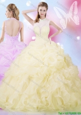Best Selling High Neck Organza Quinceanera Dress with Beading and Ruffles
