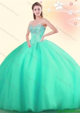 Wonderful Beaded Really Puffy Sweet 16 Dress in Apple Green