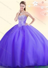 Best Selling Beaded Purple Big Puffy Quinceanera Dress in Tulle