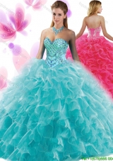 Exquisite Beaded and Ruffled Sweet 16 Dress with Brush Train