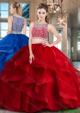 Luxurious Two Piece Side Zipper Quinceanera Dress with Ruffles and Beading