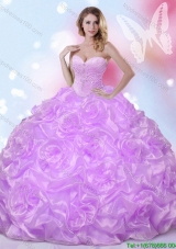 Latest Beaded Rolling Flowers Sweet 16 Dress in Lilac