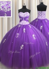 New Arrivals Applique and Beaded Eggplant Purple Quinceanera Dress with Zipper Up