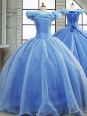 Gorgeous Off The Shoulder Sleeveless Organza Ball Gown Prom Dress Pick Ups Brush Train Lace Up