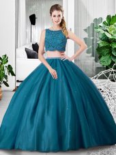 Enchanting Tulle Sleeveless Floor Length Quinceanera Dress and Lace and Ruching