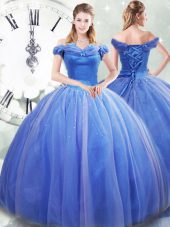 Pick Ups Quinceanera Gowns Light Blue Lace Up Sleeveless Brush Train
