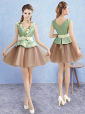 Delicate Sleeveless Tulle Mini Length Zipper Prom Dresses in Multi-color with Hand Made Flower
