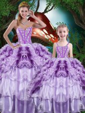 Multi-color Sleeveless Organza Lace Up Vestidos de Quinceanera for Military Ball and Sweet 16 and Quinceanera