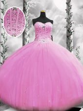 Lilac Sweetheart Lace Up Beading Quinceanera Dresses Sleeveless