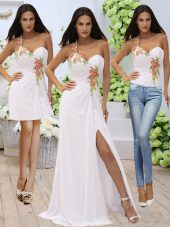 Delicate Sleeveless Appliques Zipper Prom Evening Gown