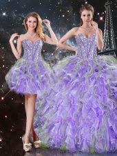 Dynamic Ball Gowns Sweet 16 Dress Lavender Sweetheart Organza Sleeveless Floor Length Lace Up