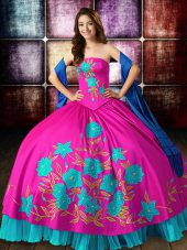 Cute Multi-color Lace Up 15th Birthday Dress Embroidery Sleeveless Floor Length