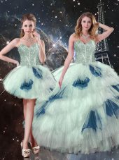 Hot Selling Sweetheart Sleeveless Tulle Quinceanera Dress Ruffled Layers Lace Up