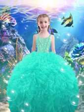 Custom Made Organza Sleeveless Floor Length Little Girls Pageant Dress and Beading
