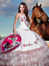 Gorgeous Taffeta Sleeveless Floor Length Sweet 16 Quinceanera Dress and Embroidery and Ruffled Layers